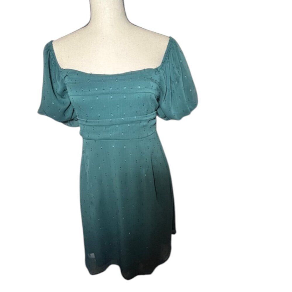 Altar'd State Dress Womens Medium Jade Green Square Neck On or Off Shoulder